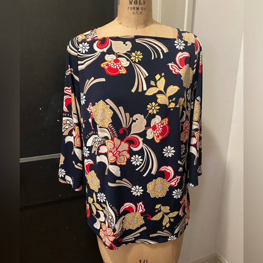 Lane Bryant Navy Floral Blouse